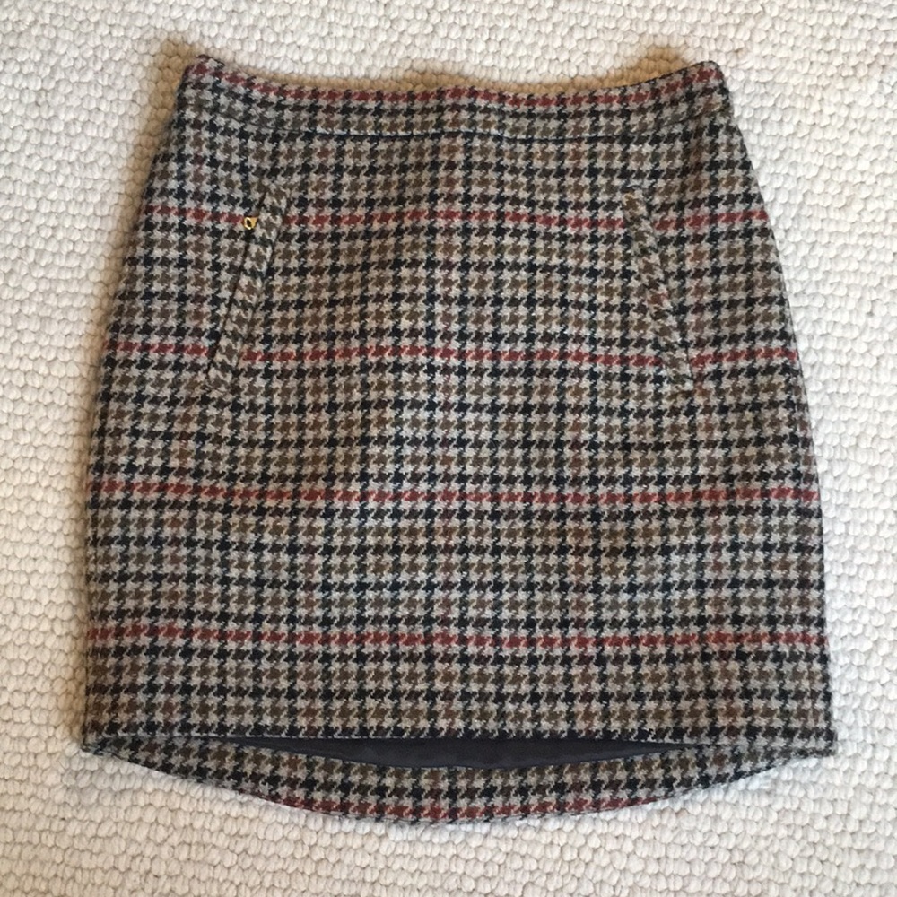 J. Crew Wool Mini Skirt Houndstooth 00 w/ Pockets